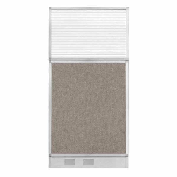 Hush Panel Cubicle Partition 3' x 6' W/ Warm Pebble Fabric Clear Fluted Window W/Cable Channel